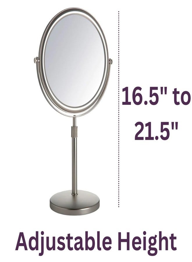 JERDON Two-Sided Tabletop Makeup Vanity Mirror - 5X-1X Magnification & Swivel Design - 9-Inch Diameter Mirror with Adjustable Height - Nickel Finish - Model JP4045N - Image 5
